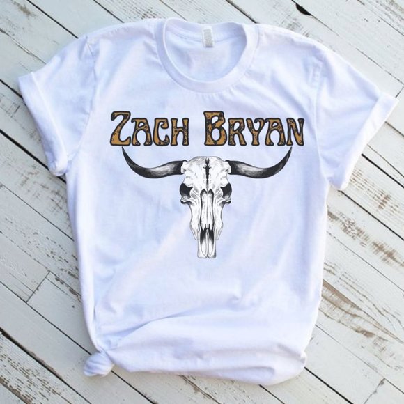 Zach Bryan Bull Skull Western Tee Graphic Short Sleeve T-Shirt - Picture 6 of 6